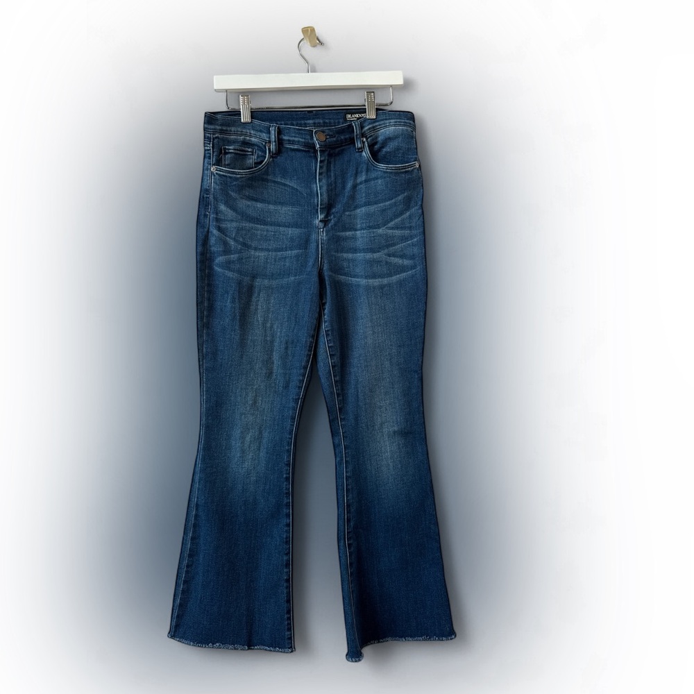 Blank NYC Blue Flare Wide Leg Jeans with Subtle Whiskering‎